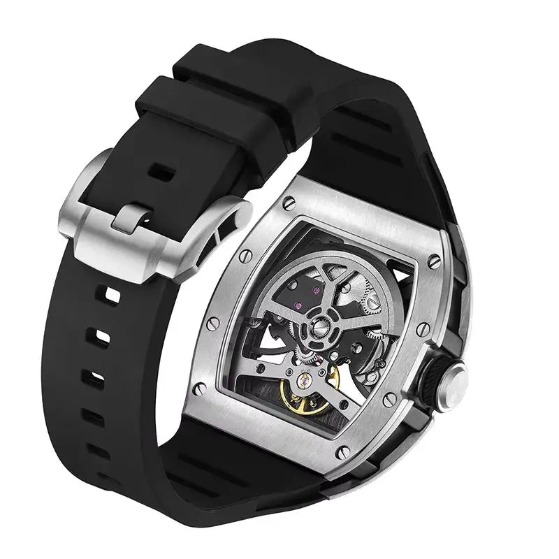Hollow Automatic Mechanical Watch 5ATM Waterproof Sports Silicone Strap Custom Logo High-Quality Wristwatch Active Lifestyle
