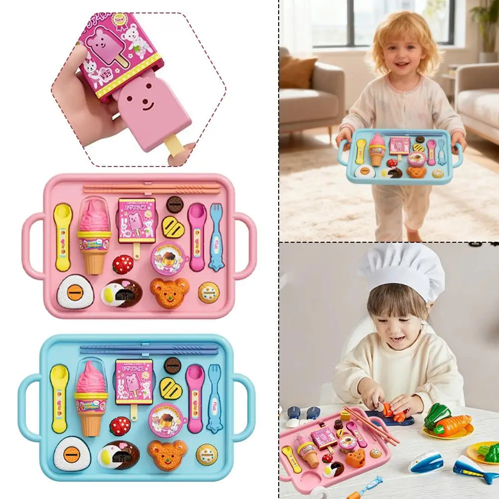 NEW Food Feeding Pudding Feeding Ice Cream Toy Set Early Education Food Platter Role Play Fun Children Girl Play House Toys Gift