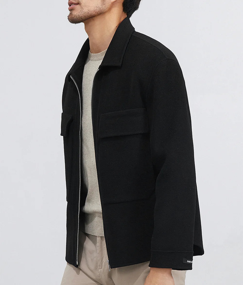 DAVIDSHAO Top Quality EU US Size Luxury Casual Wear Men Wool Coat Jacket Autumn Winter New Style Turn-Down Collar Vintage Coat