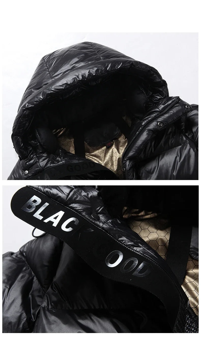 Winter 90%  White Goose Down Thick （Winter) Warm X-Long Men's Jackets 2025 New Arrivals Men Hooded Korean Down Parkas Coat