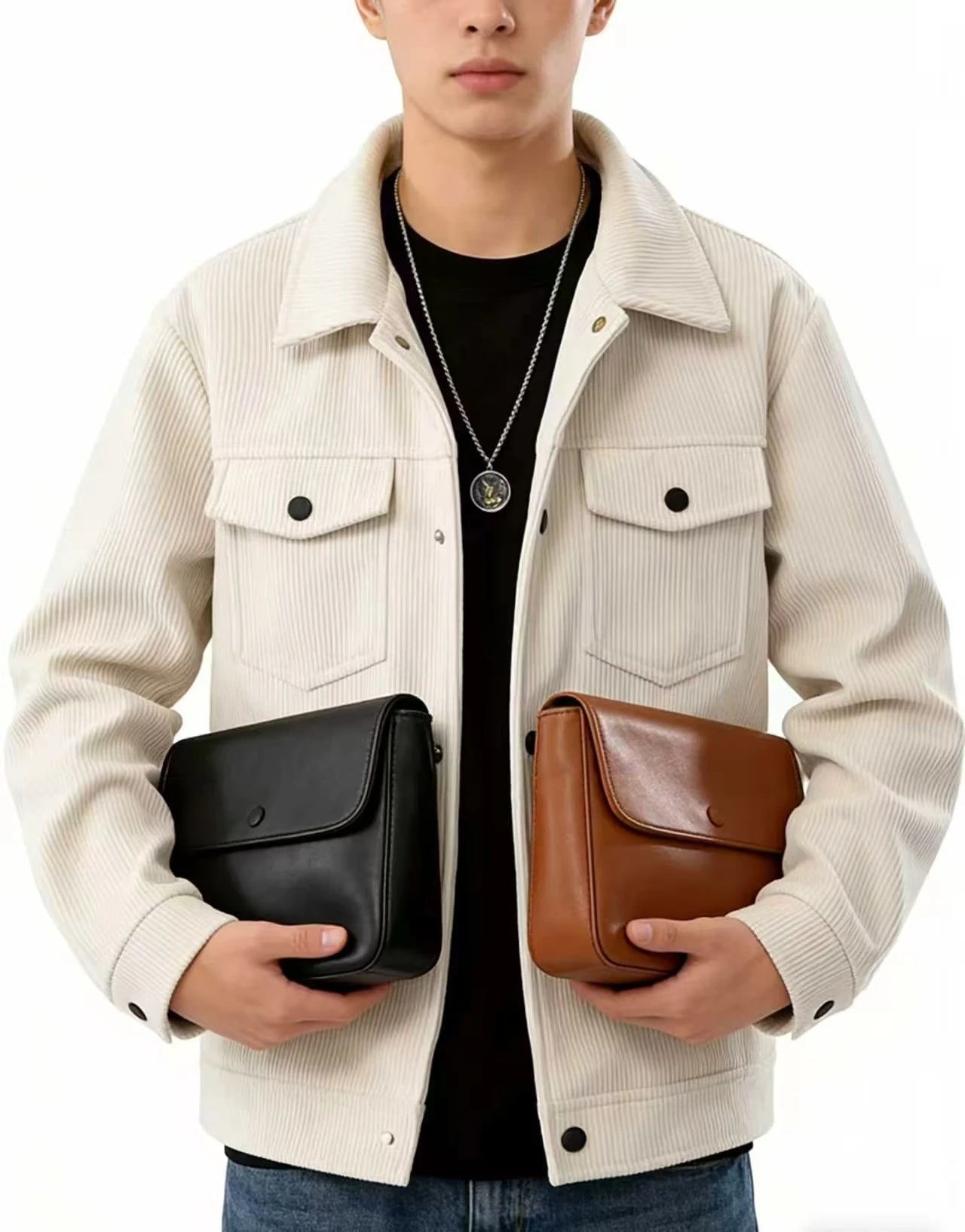Men's Casual Outdoor Jacket Pure Color Buttoned Collar Autumn Winter 2025 Fashion Trendy Style for Men