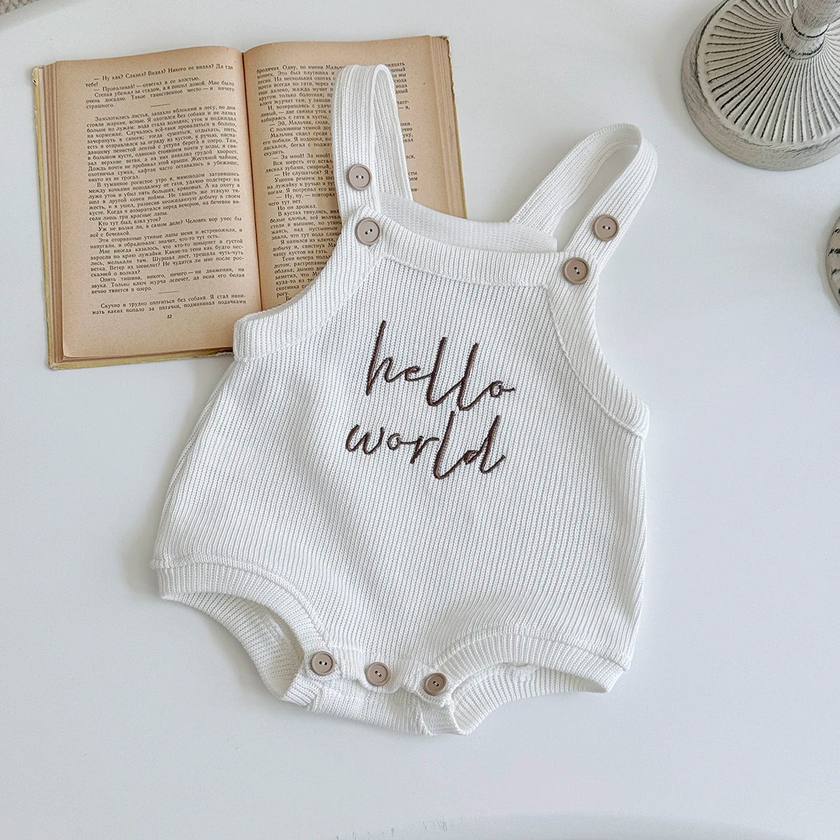 2025 Spring Newborn Baby Clothing Cotton English Embroidered Baby Jumpsuit