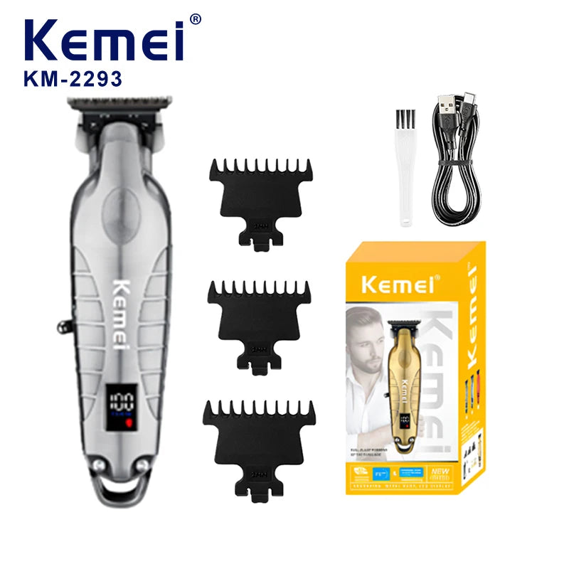 Kemei 2293 Electric Hair Clippers Men Professional Barber Hair Cutting Machine Wireless Carving Clipper Alloy Body Hair Trimmer