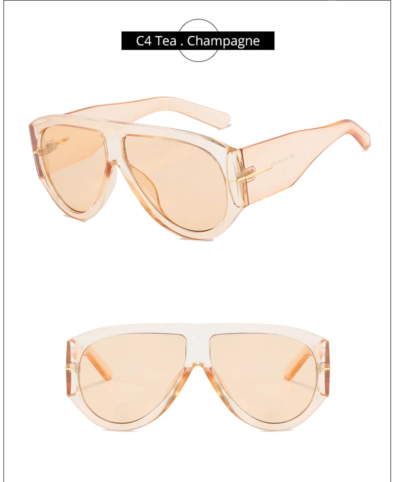 2025 Oversized Pilot Sunglasses for Women Men UV Protection Stylish Eyewear Thick Frame Unique Luxury Designer Sun Glasses Shade