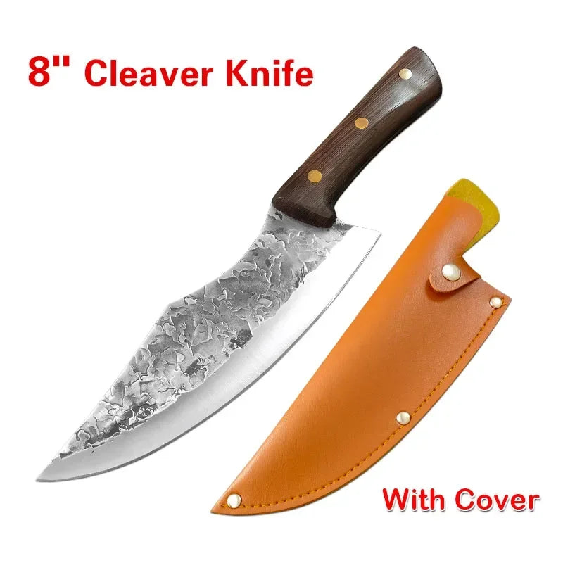 Wood Handle Kitchen Boning Knives Meat Cleaver Vegetable Bone Chop Butcher Knife Stainless Steel Professional Hand Forged Knives