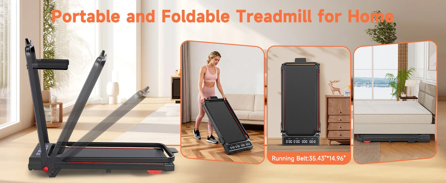 Incline Walking Pad Treadmill for Home Small,2.5 HP Quiet Under Desk Treadmill with 300lbs Capacity,