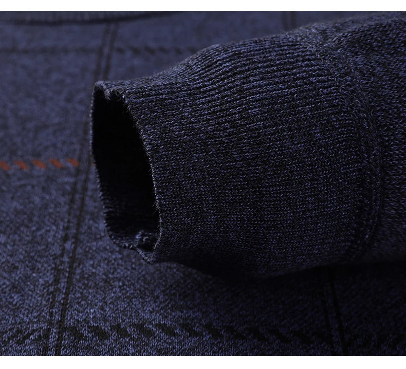 Round Necked Sweater for Men with Plush Insulation and Inner Layer for Men with Bottom Layer Men's Autumn and Winter Black Knit