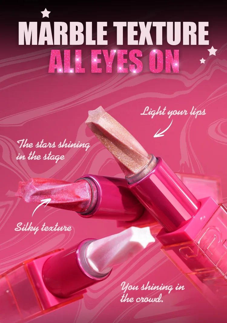 Spiral Star Lipstick Moisturizing Waterproof Matte Glitter Marble Non Stick Long Lasting Lip Gloss Pearlescent Shine