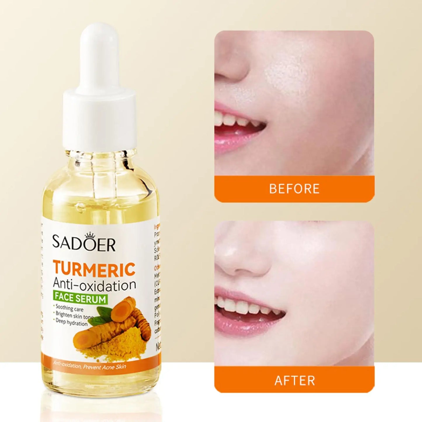 Turmeric Essence Serum Essential Oil Organic Moisturizing Smooth Skin Spot Reducing Fine Lines Turmeric Face Care Oil 30ml