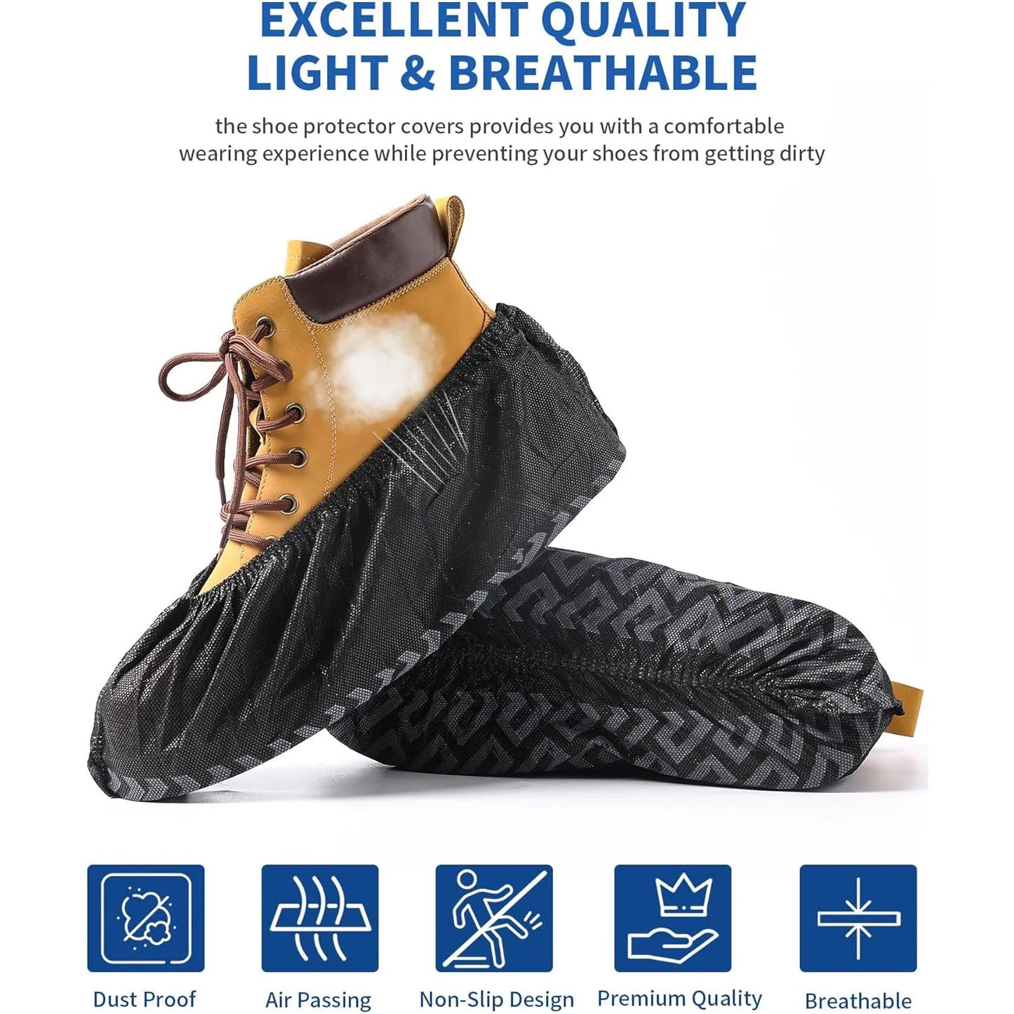 Shoe Covers Disposable Non-Slip Non-Woven Fabric Boot Covers for Indoors Breathable Slip Resistant Durable Boot&Shoes Cover