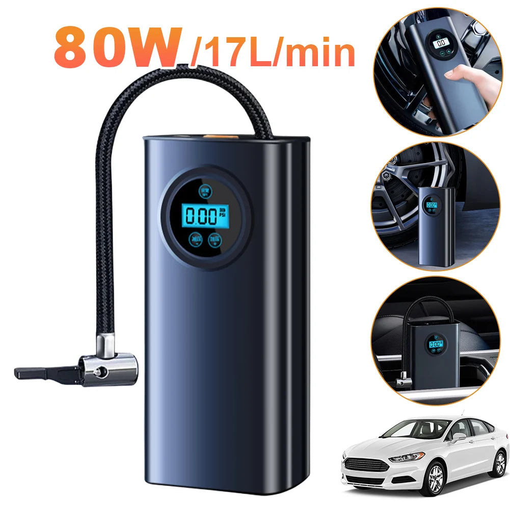 Tire Air Pump Car Tyre Inflator Electric Air Compressor Rechargeable Portable Bicycle Tire Pump for Car Motorcycle Bike Ball
