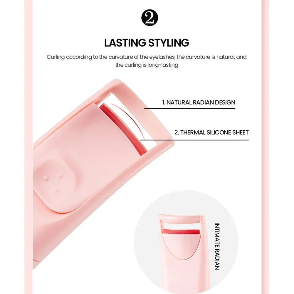 Portable Heated Eyelashes Curling Tool, Natural Fake Eye Lash, Beauty Supplies, USB, 3 Temperature Mode