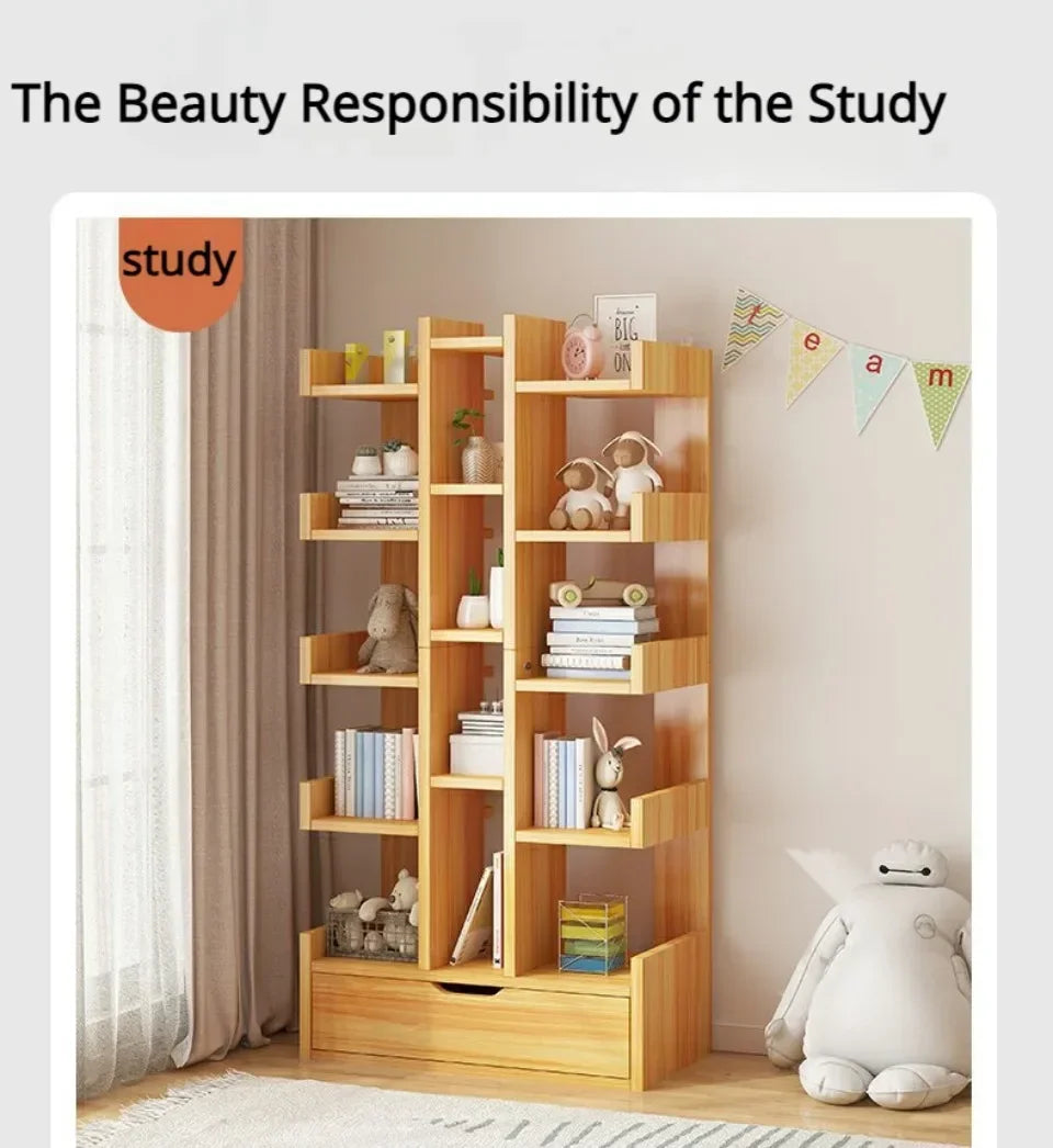Multi-Level Bookshelf Floor Standing Storage Racks Office Display High Load-bearing Space Saving Stable and Durable Bookshelf