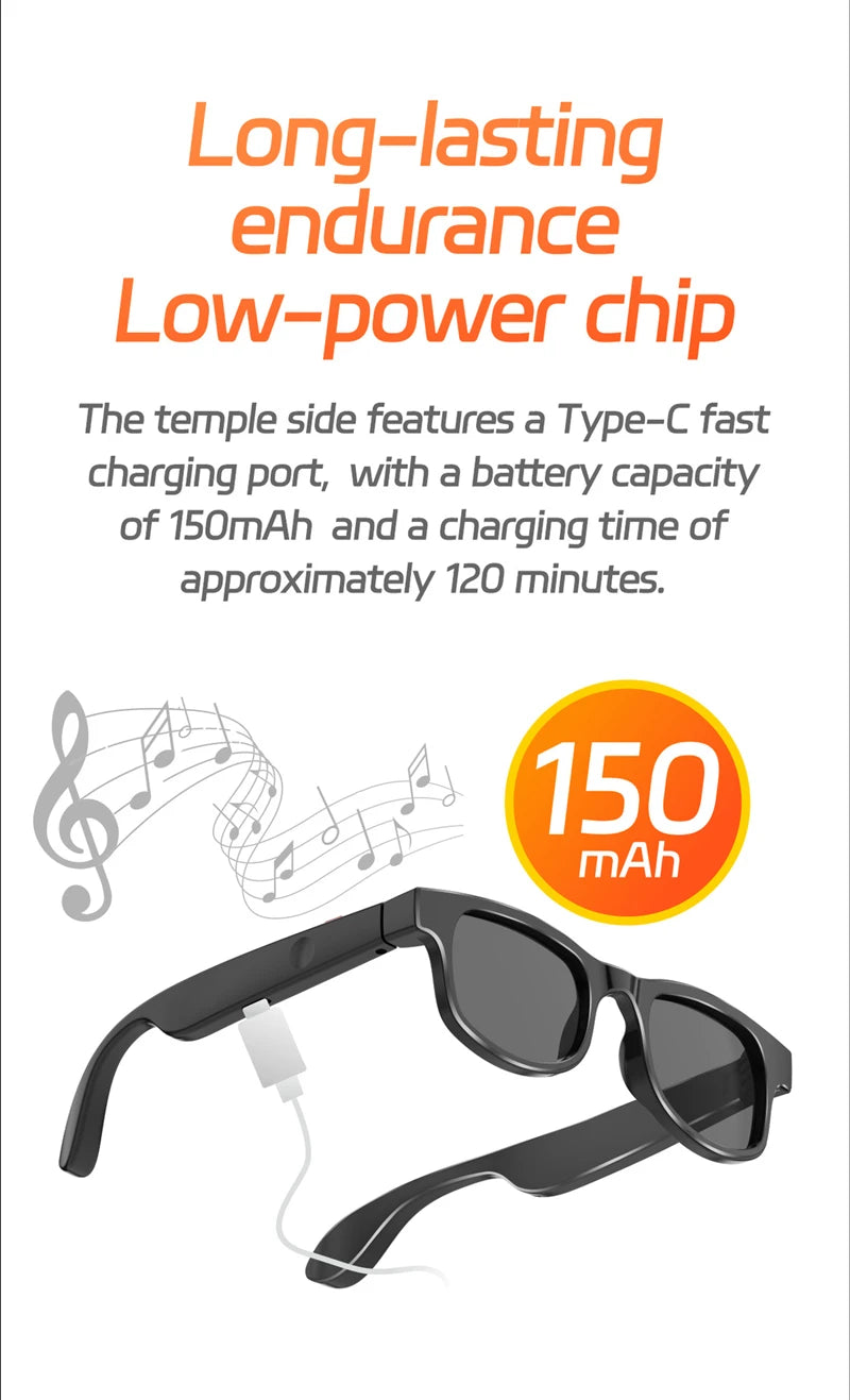 Two lenses Smart Glasses Voice Assistant Bluetooth Call Fashion Glasses Long-lasting battery life Outdoor Sports Sunglasses 2025