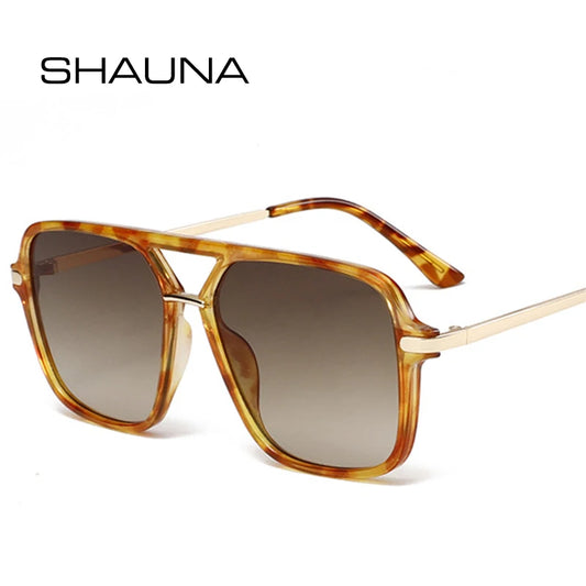SHAUNA Fashion Double Bridges Square Sunglasses Women Men Retro Gradient Sun Glasses Shades UV400
