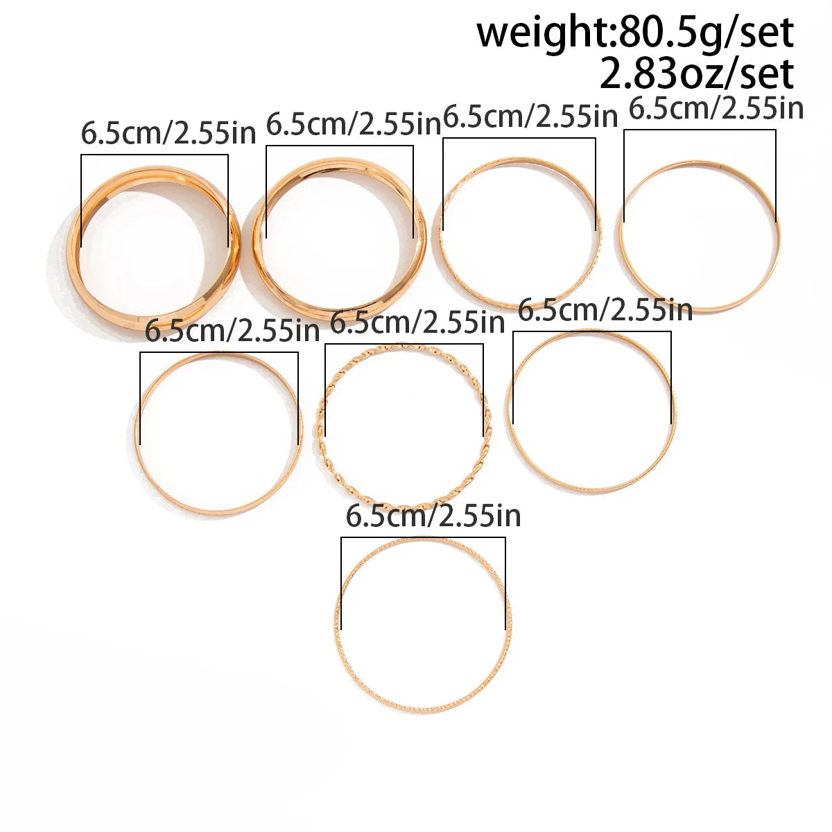 KMVEXO Stainless Steel Bracelets Set for Women Men Twist Texture Bangles Gold Silver Color Jewelry Statement Streetwear Goth