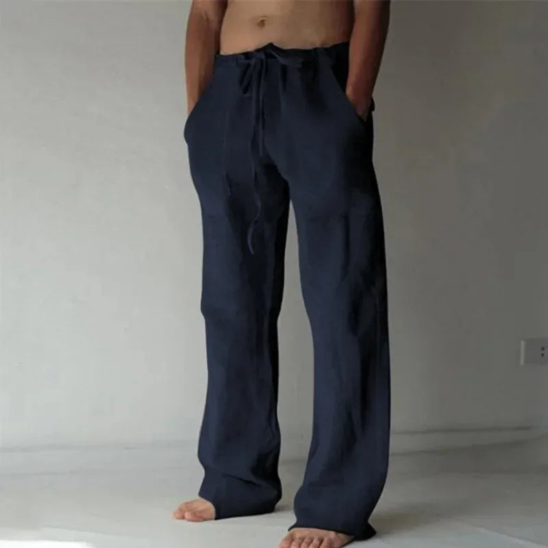 summer spring 2025 New Men's Cotton Linen Pants Male Autumn New Breathable Solid Color Linen Trousers Fitness Streetwear S-3XL