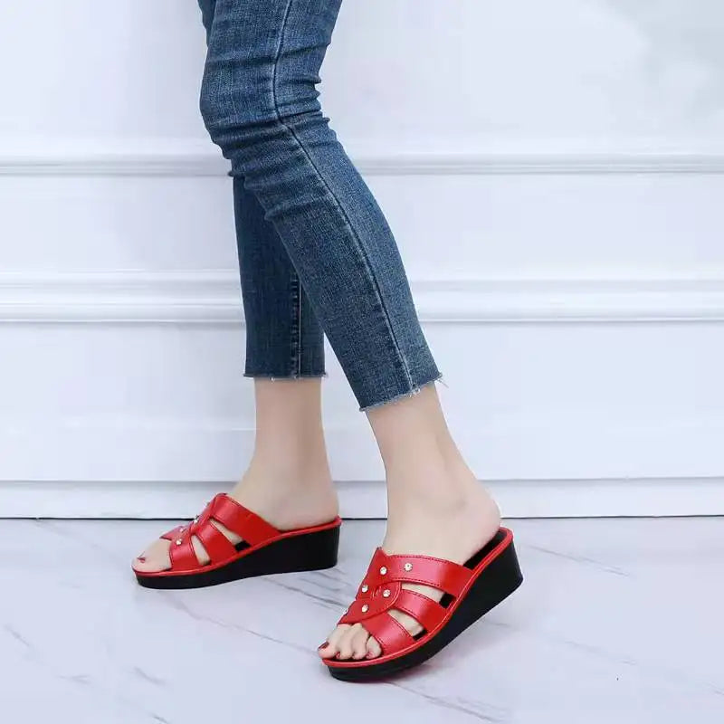 Shoes for Women Summer Women High Heel Slippers Thick Bottom Fashion Home Non-slip Mother Shoes Women Sandals Slippers Women