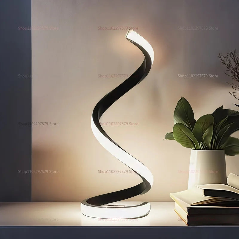 2025 Modern LED Bedside Lamp Deformable Spiral Table Night Light for Bedroom Office Living Room Decor Adjustable Night Lamp