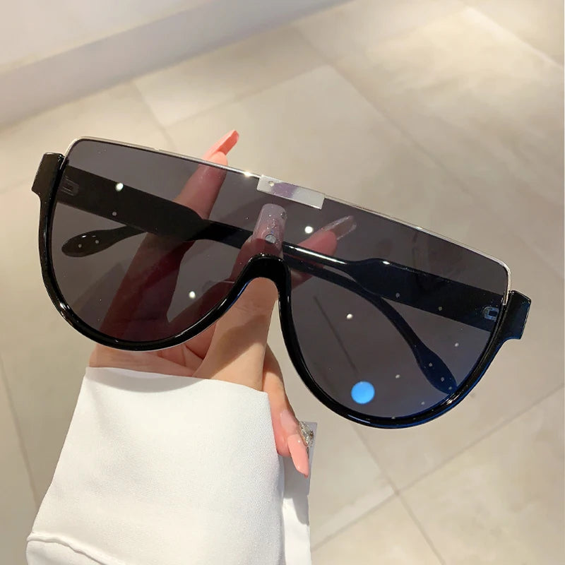 KAMMPT Vintage Semi-round Sunglasses Women Fashion Monoblock Outdoor Goggle Shades Ins Trending 2023 New Design UV400 Eyewear