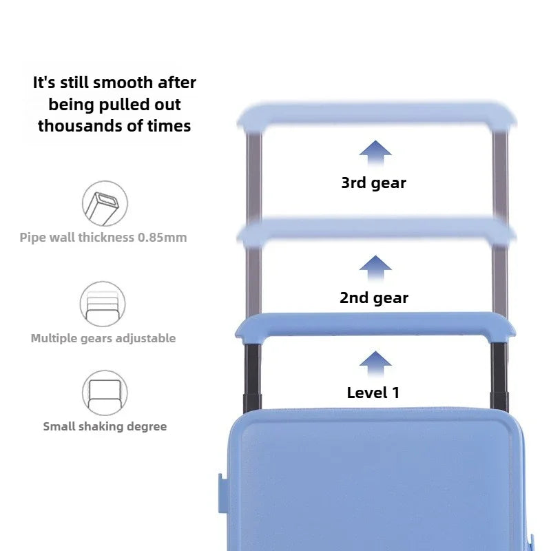 Wide Handle Front Opening Luggage Travel Bags Password Boarding Case 2025 Large Capacity Zipper Rolling Luggage Case