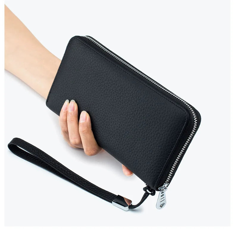 RFID Function Wallet for Women Geniune Leather Luxury Design Long Zipper Handbags Cowhide Card Bags Female Fashion Purse