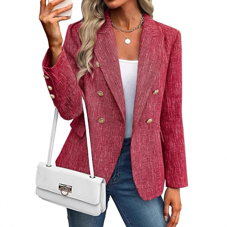 2026 Women's New Fashion Trend Temperament Basic Slim Slim Versatile Suit Solid Color Simple Office Commuter Suit Women's Suit