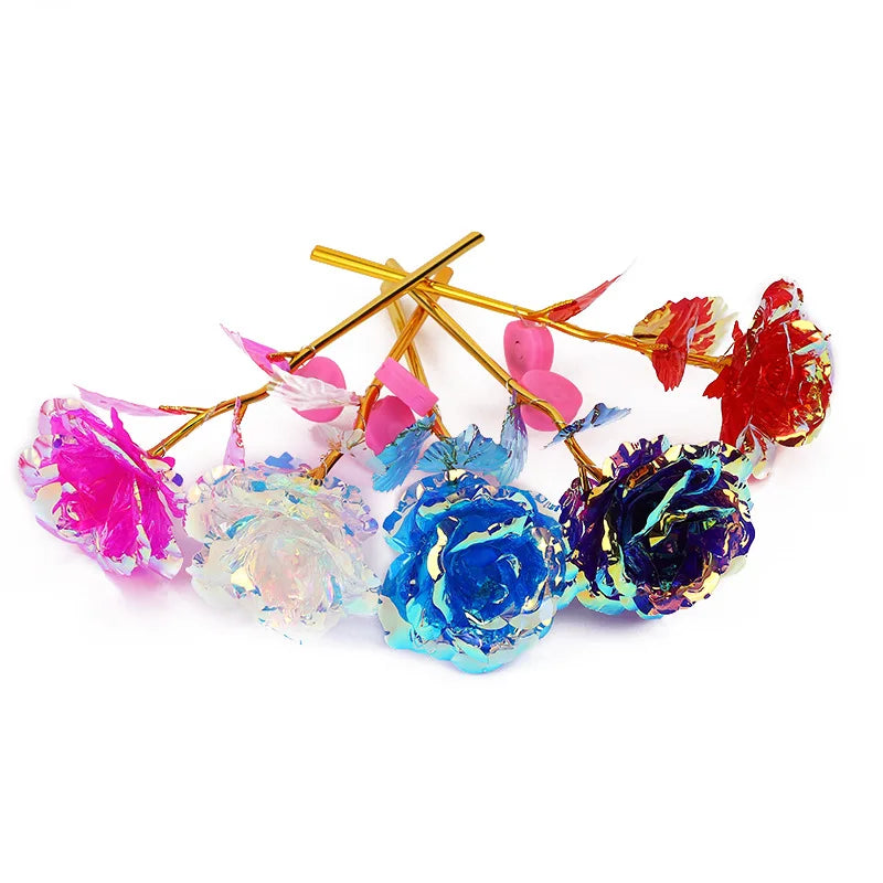 Led Valentine's Day Mother's Day Gift 24K Foil Plated Roses Artifical Flowers Wedding Decor Lover Lighting Roses Creative Gift