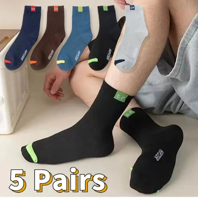 5pairs/set Men's Breathable Casual Sports Socks Quarter Socks For All Seasons