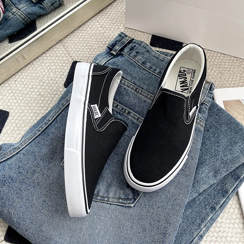Canvas Shoes Women Couple Slip on Flat Comfortable Casual Shoes Fashion Platform Ladies Vulcanized Shoes Zapatillas Mujer 2025