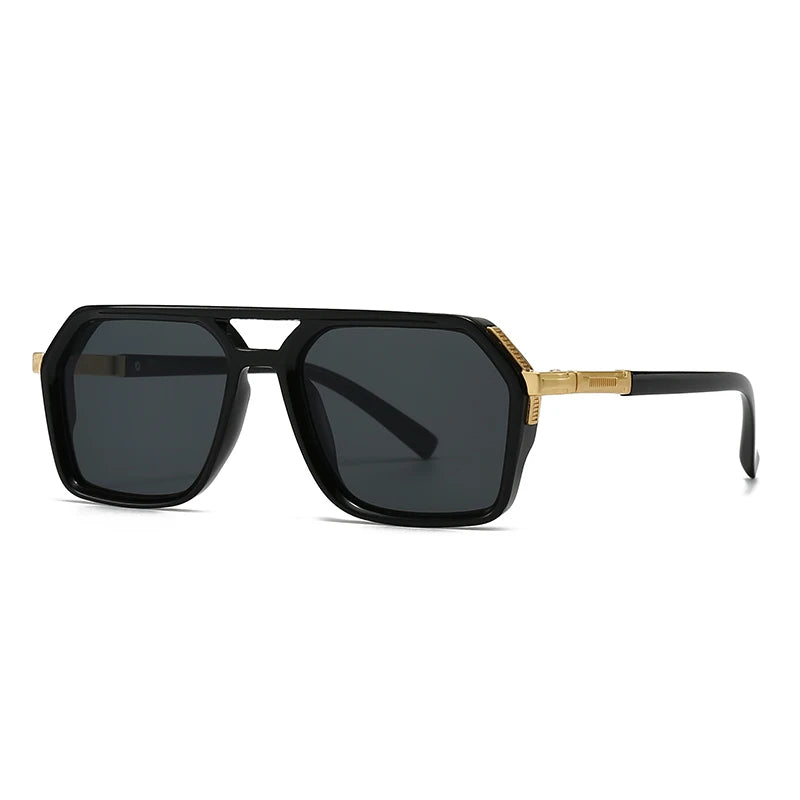 New European and American Style Men's Aviator Glasses, Retro Double Bridge Square Frame Sunglasses, Cross-Border Ready Stock 62013