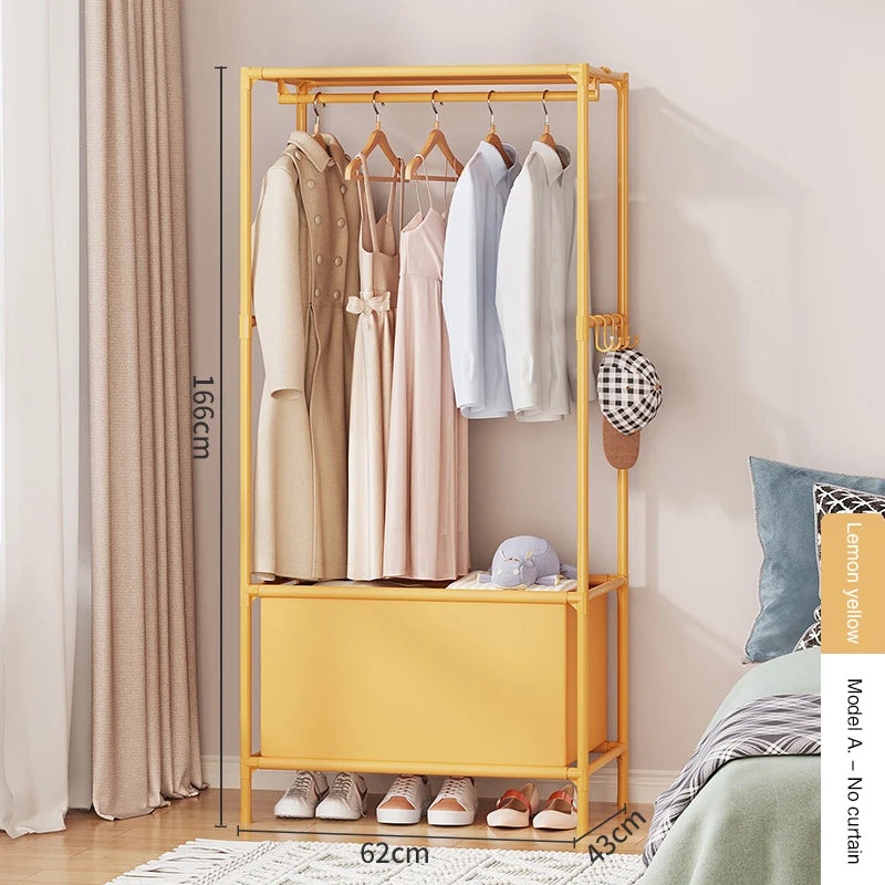 Wardrobe Folding Portable Clothing Storage Cabinet Non-Woven Dustproof Simple Steel Assembly Closet Multipurpose Furniture