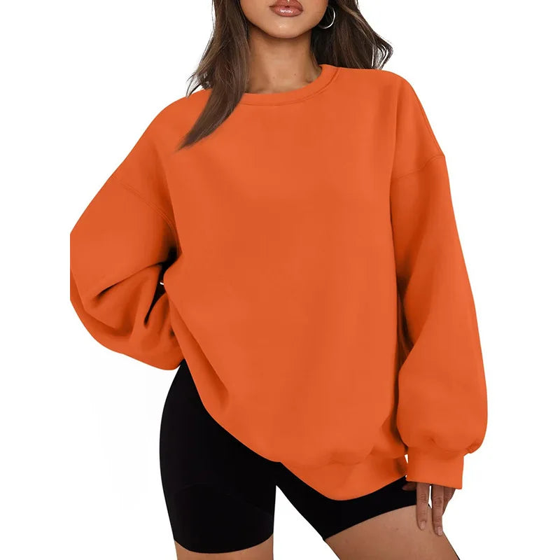 Plus Size Solid Color Sweatshirt, Casual Long Sleeve Crew Neck Pullover Sweatshirt, Women's Plus Size Clothing