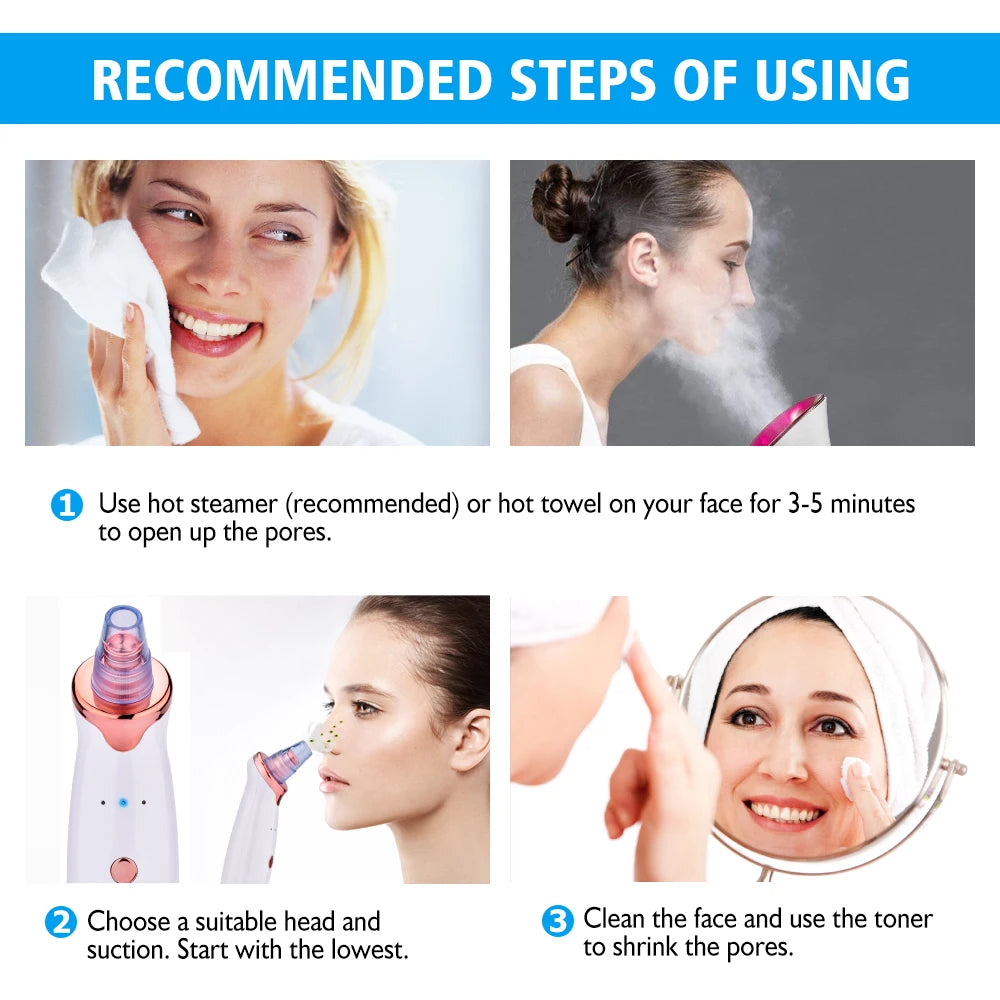 Electric Vacuum Blackhead Removal Facial Cleansing Black Spots Suction Acne Pimple Remover Beauty Instrument Skincare Tools