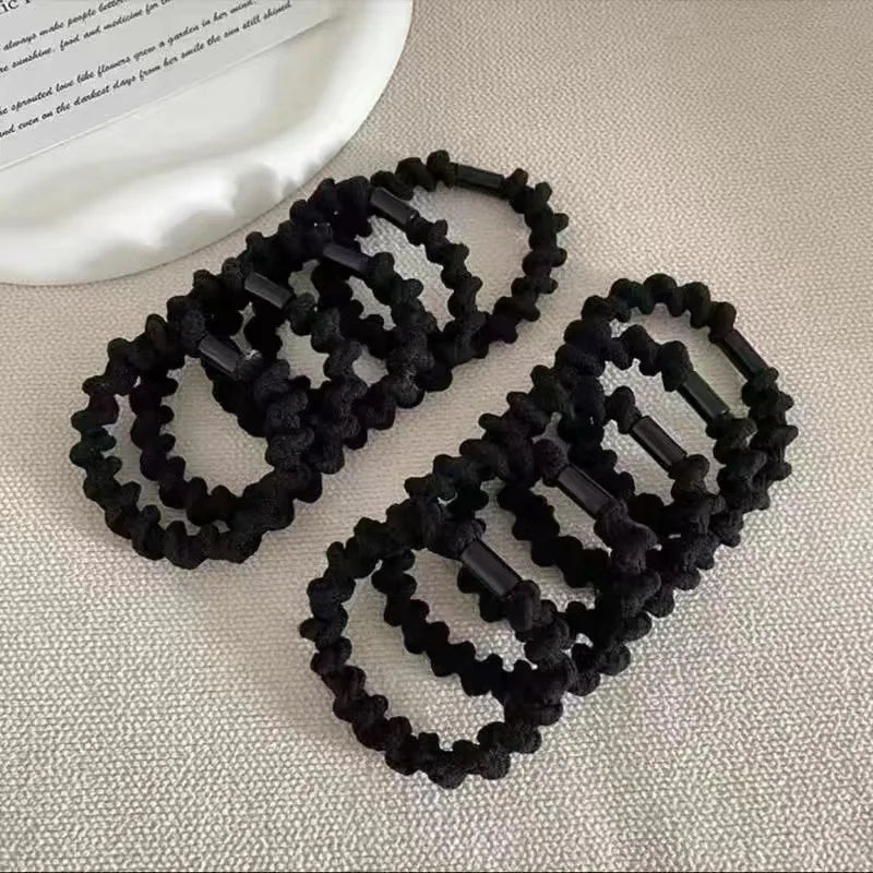 5Pcs/Lot Minimalist Black Brown Hair Rope Soft High Elastic Hair Bands Casual Women Girls Ponytail Scrunchies Hair Accessories