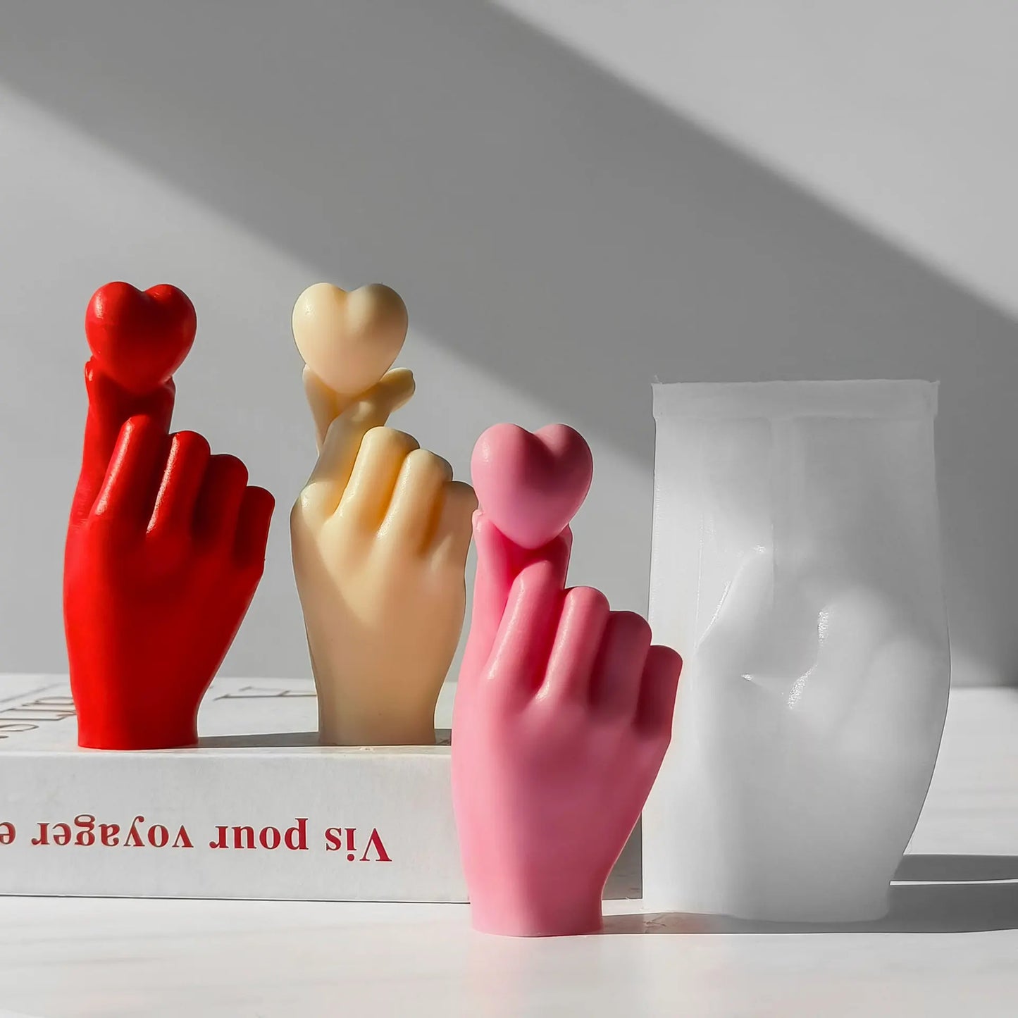 DIY Valentine's Day Finger Heart Gesture Silicone Mold Handmade Aroma Candle Plaster Resin Mould Soap Candle Making Supplies