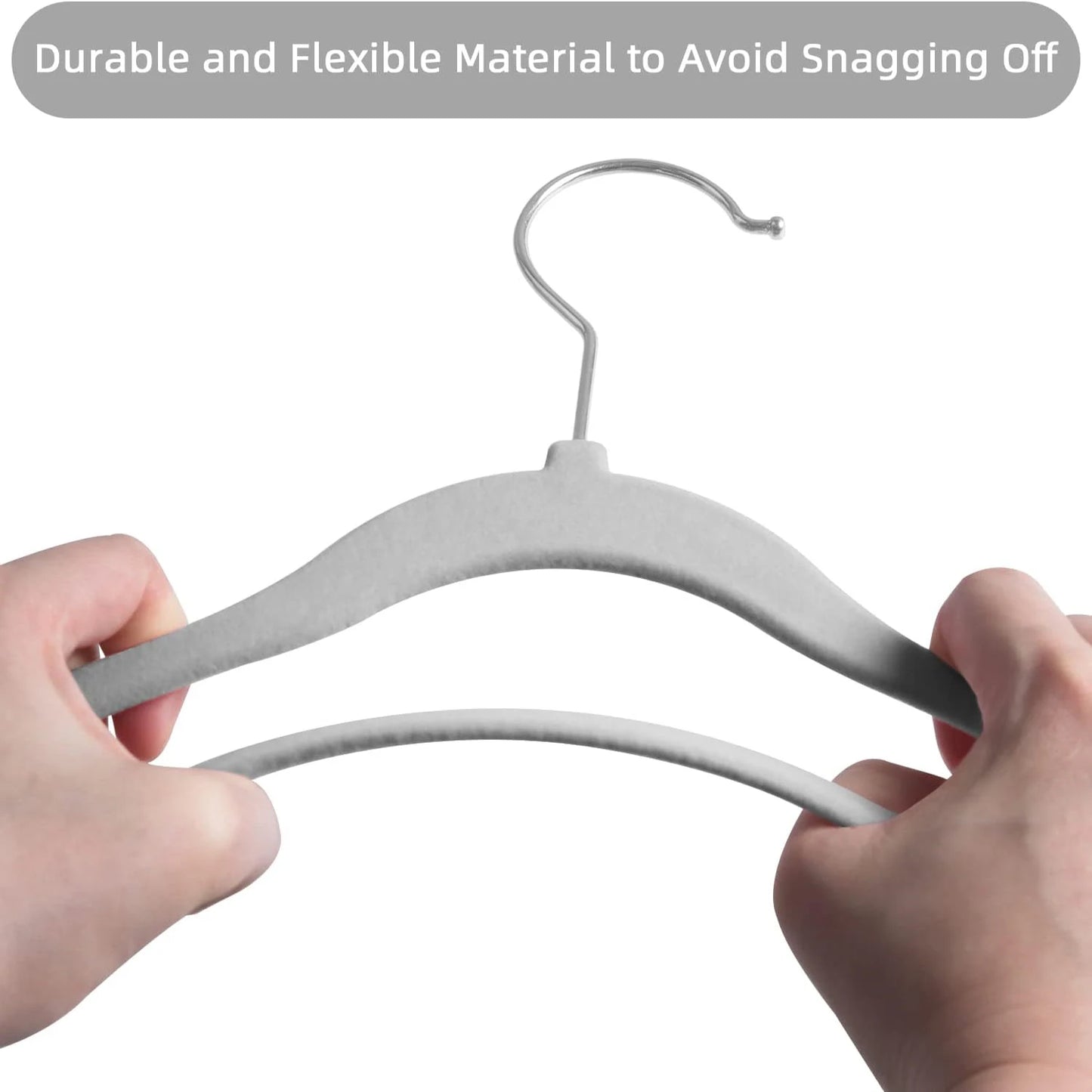 Pack of 10-Children's Velvet Non-Slip Hanger, Slim and Space Saving - 360° Swivel Hooks,Durable Junior Hanger