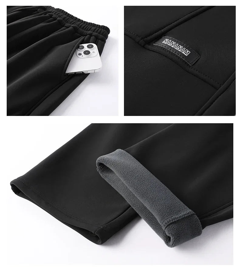 Plus Size Men Pants Winter Warm Plush Lining Solid Color Long Trousers 6XL 7XL 8XL 9XL 10XL 100-150kg Big Size Men Clothing