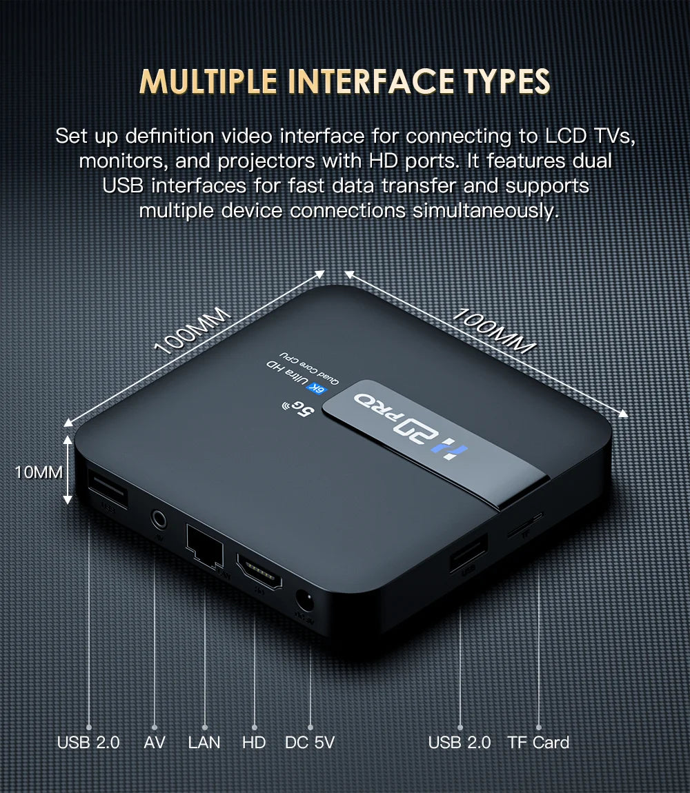 HONGTOP H20PRO Smart TV Box WiFi6 Android 10 6K 4K 3D Media Player TV Box Android 2.4G&5G WIFI Very Fast 1080P Set Top Box