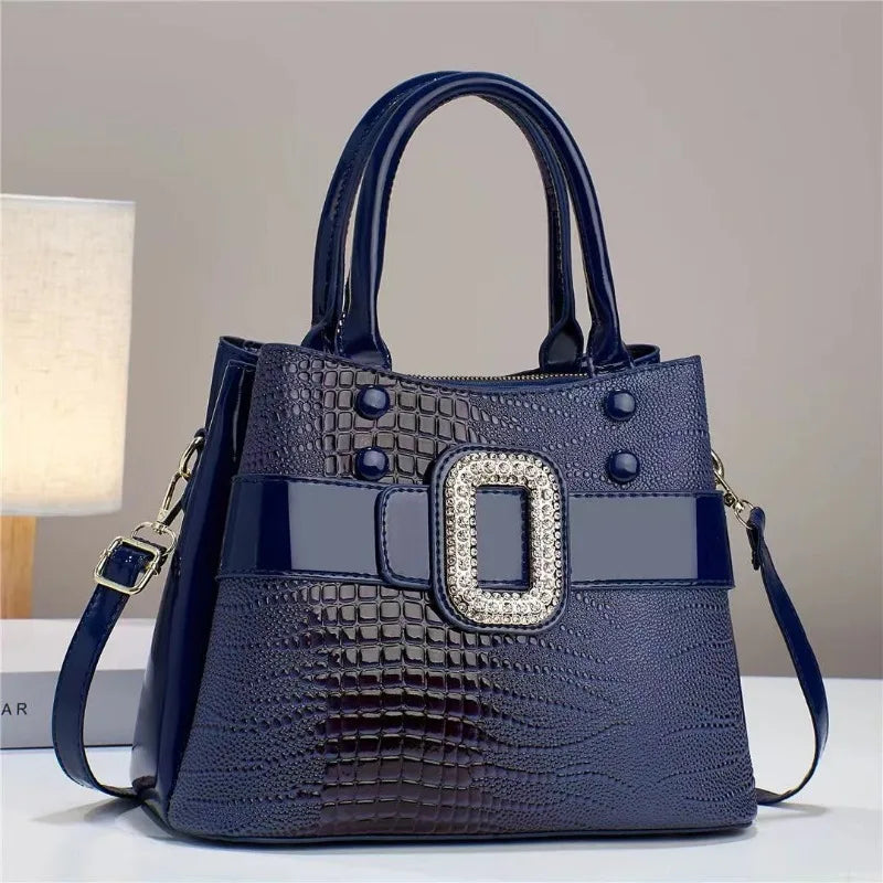 Fashionable New Women's 3-Layer Handbag Trendy Bright Leather Shoulder Bag Large Capacity Crossbody City Commuter Tote Bag Women