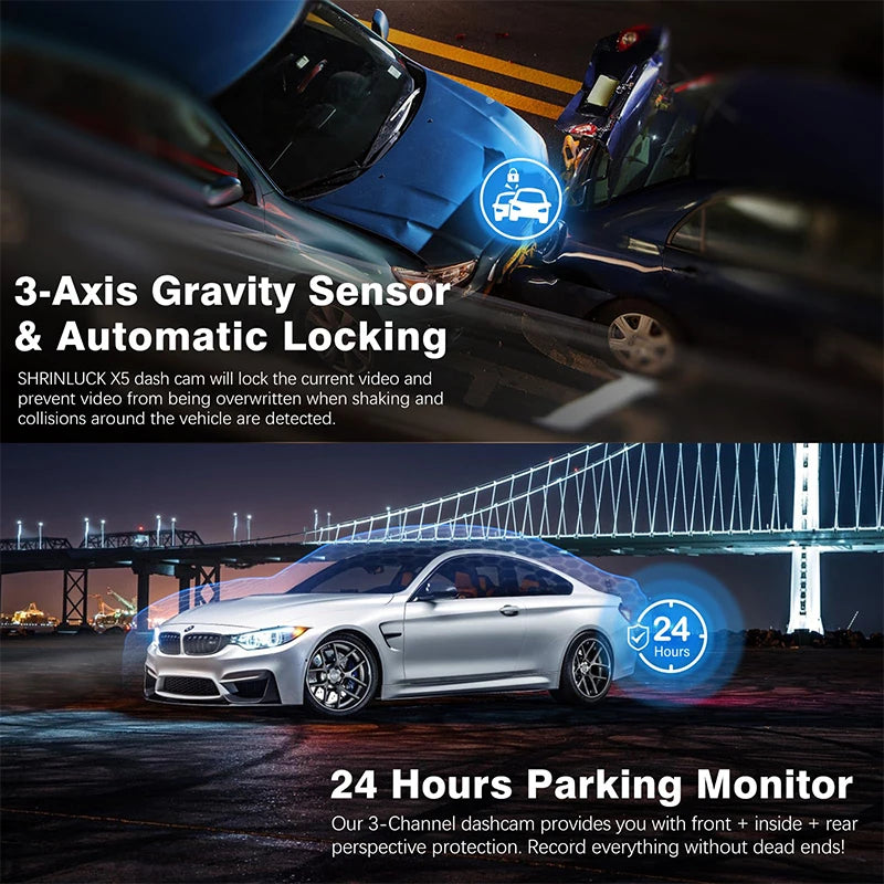 3 Cameras Car DVR Wifi 1080P Inside Vehicle Dash Cam Three Way Camera DVRs Recorder Video Registrator Mini Dashcam Camcorder