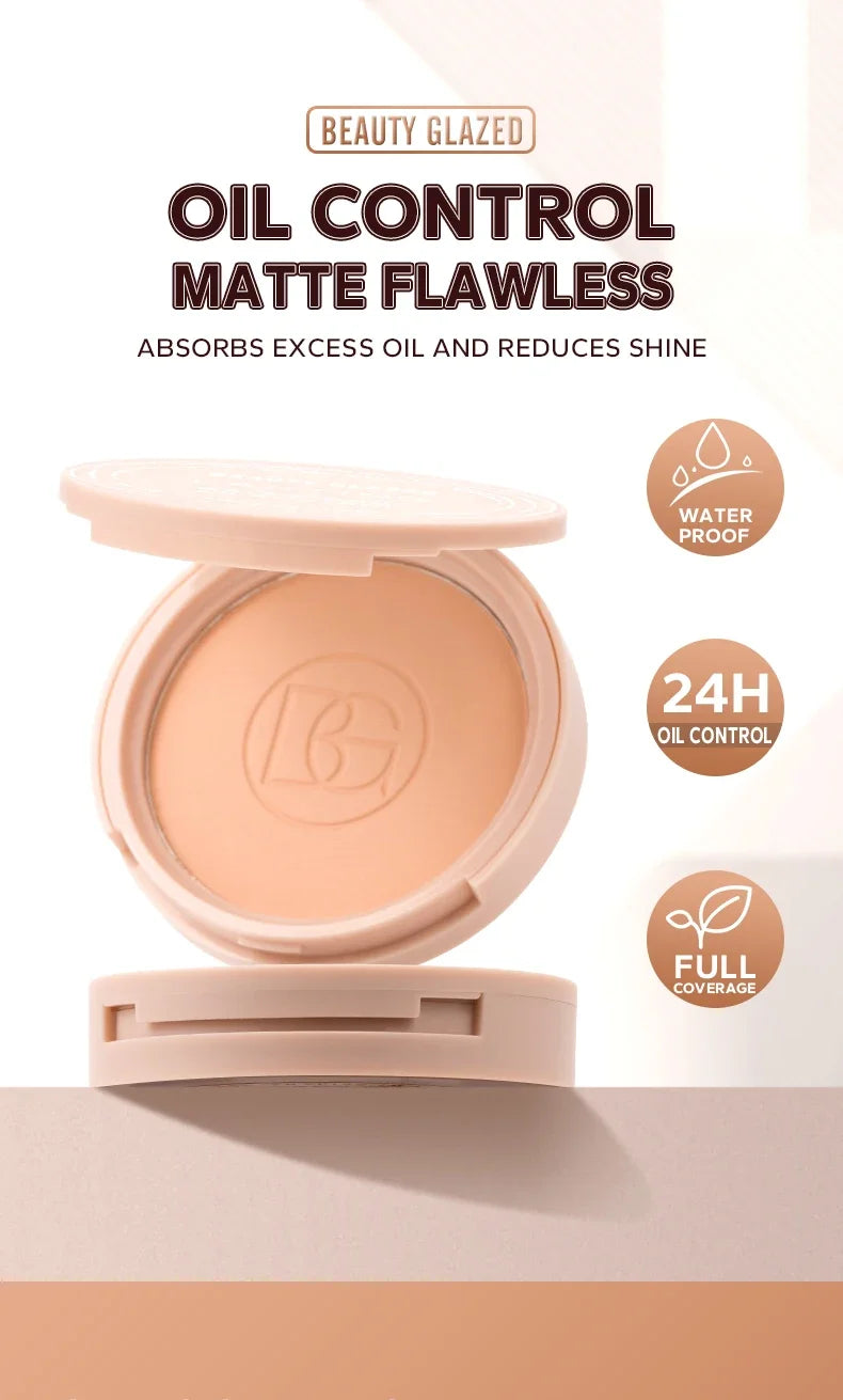 BEAUTY GLAZED Face Powder Oil Control Flawless Long Lasting Waterproof Lipstick Matte Setting Powder Face Makeup With Mirror