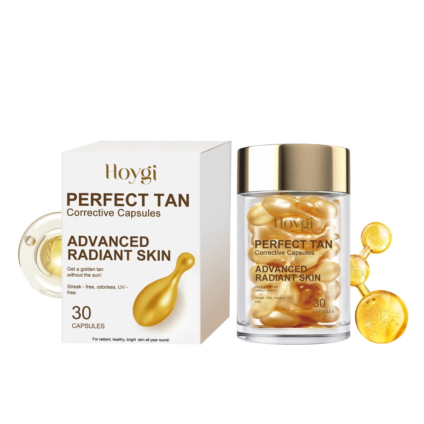 Portable Tanning Capsule Tan Accelerator Outdoor Sunbathing UV Prevent Sunburn Even Skin Tone Sunless Self-Tanning Serum 30PCS