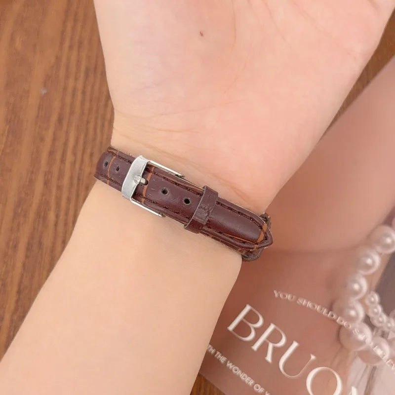 Simple Fashion Retro Brown Women Quartz Watches High Quality Ladies Wristwatches Vintage Leather Watchband Watch for Lovers Gift