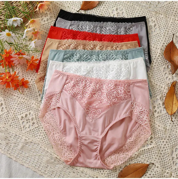 Plus Size Women Panties Sexy Lace Comfortable High Waist Milk Silk Panties for Women Underwear Ladies Briefs of Large Size XXXL