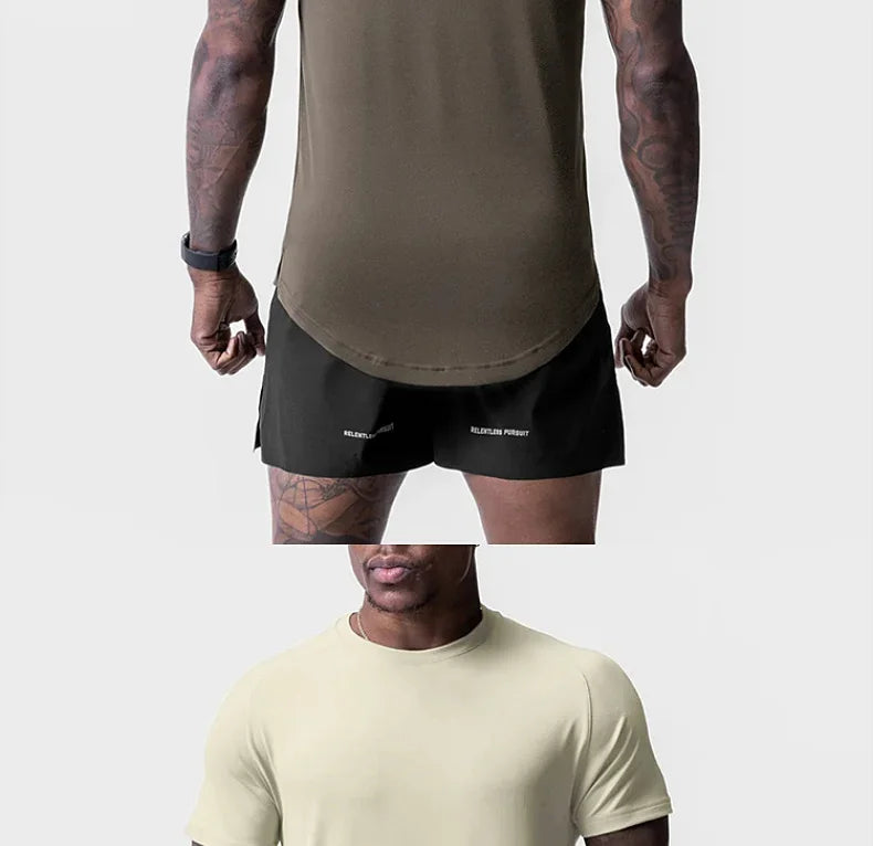 Men's Quick Dry Fitness T-Shirt Gym Running Sportswear Summer Breathable Workout Tee Bodybuilding Muscle Shirt Casual Activewear