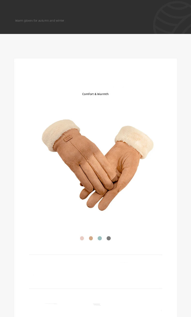New Fashion Gloves Autumn Winter Cute Furry Warm Mitts Full Finger Mittens Women Outdoor Sport Female Gloves Screen