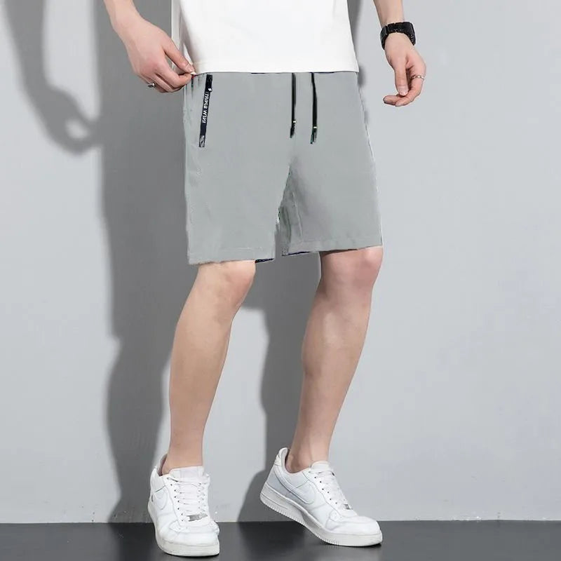 Quick Dry Shorts Men Summer Thin Short Pants Running Sports Bottom Gym Fitness Beach Zipper Pocket Loose Short Sweatpants Men