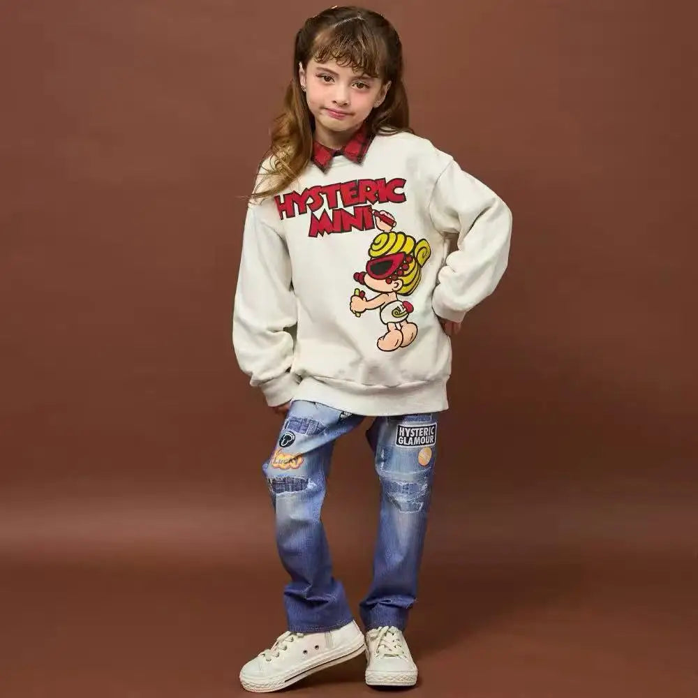 2025 Autumn/Winter Trendy Kids' Clothing: Children's Cotton Sweatshirt and Skirt