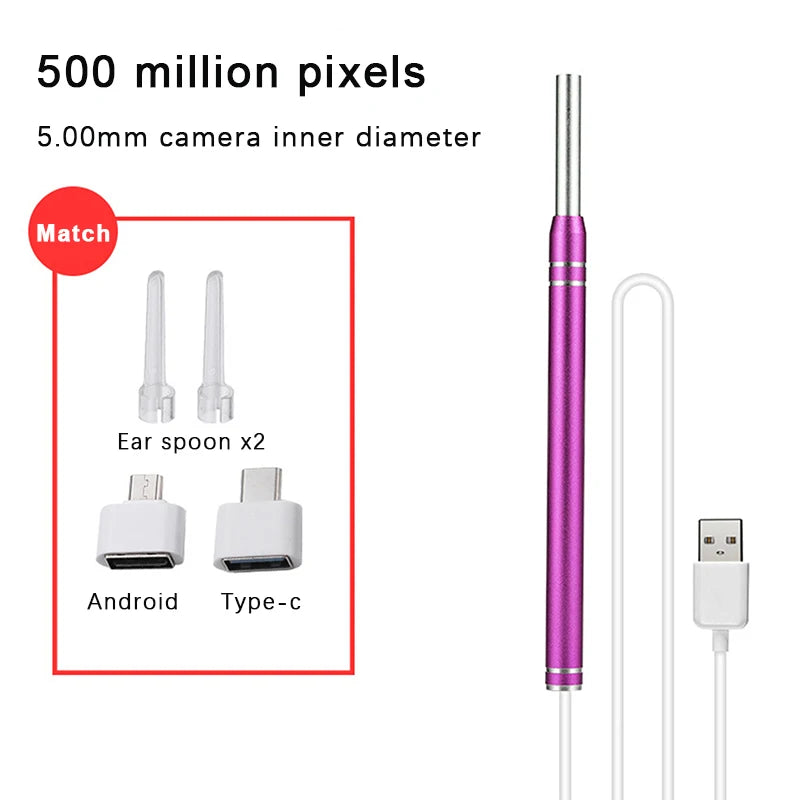 1Set Smart Visual Earpick Endoscope Spoon Ear Cleaner Camera Otoscope Ear Wax Remover Earwax Removal Tool